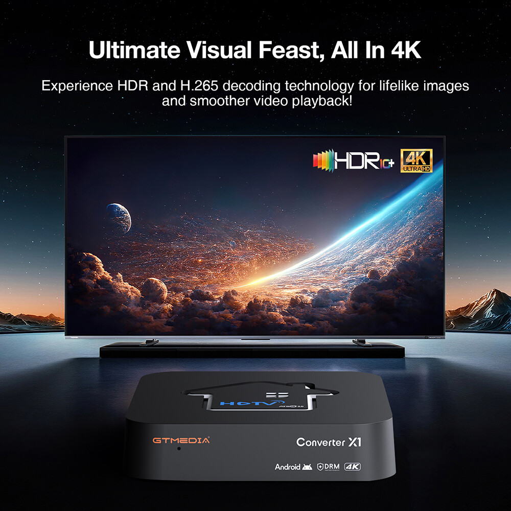 GTMedia X1 TV Tuner 4K ATSC 3.0 DRM over-the-air Free DVR Android Streaming Box