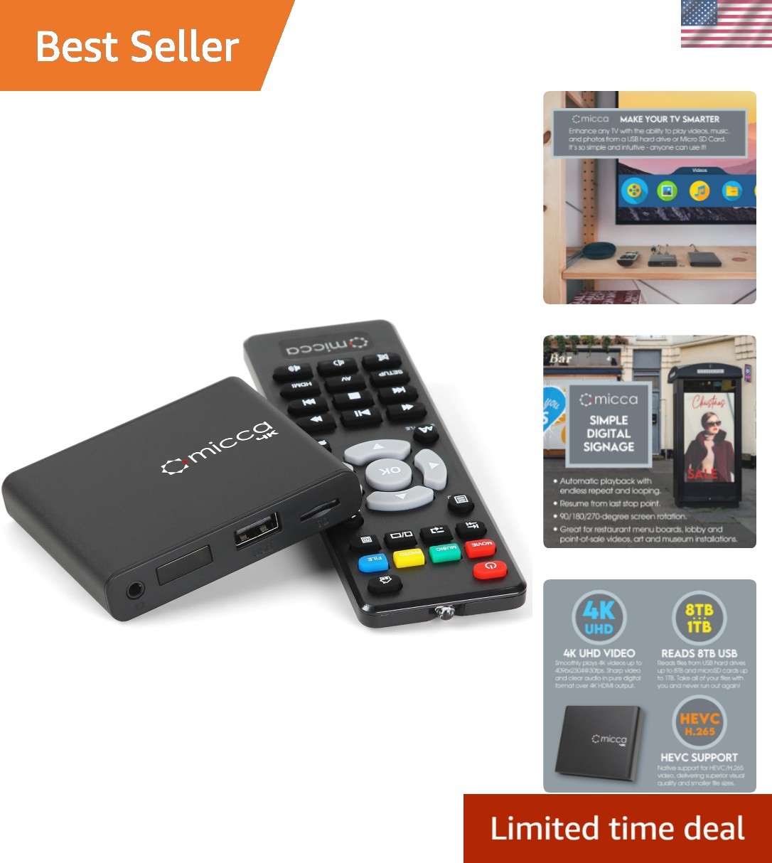 Seamless 4K Video Playback & Digital Signage – USB & MicroSD Compatible Player