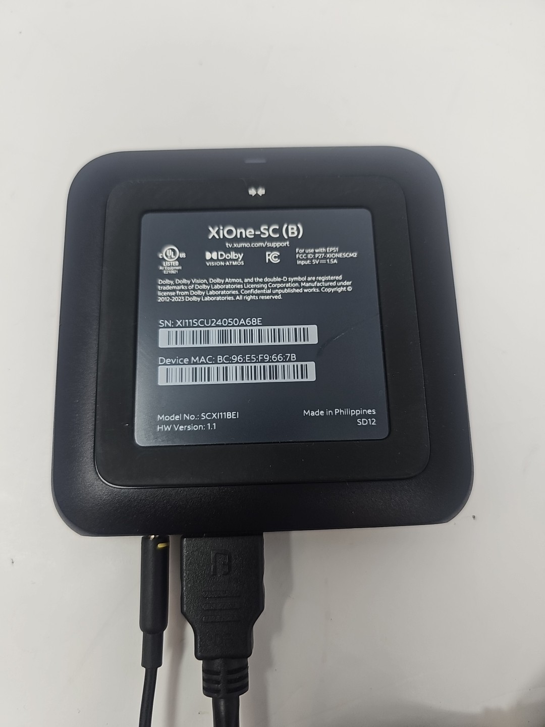 Xumo HDMI XiOne-SC(B) Stream Box 4K Ultra HD Streaming W/ POWER SUPPLY