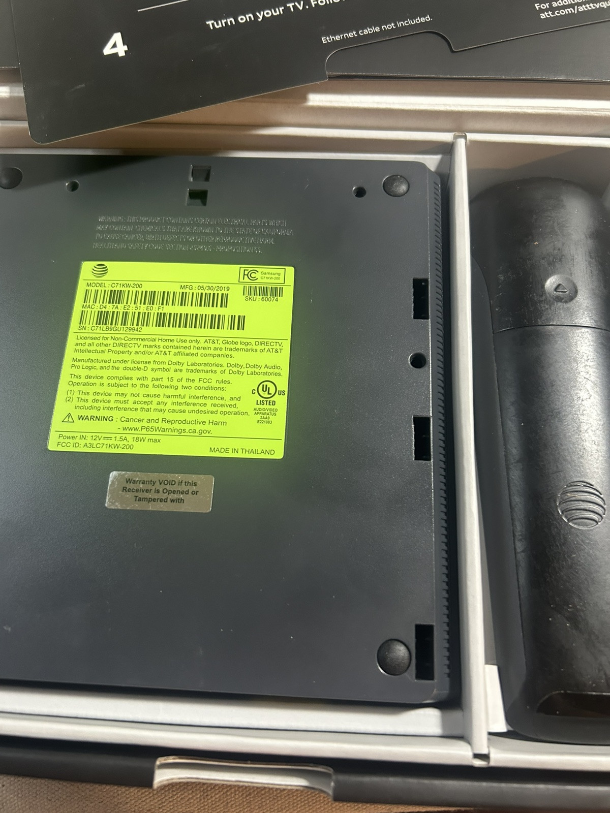 AT&T TV Now Streaming Player and Remote Control (C71KW-200)