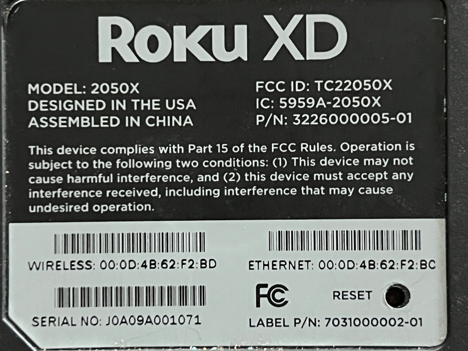 Roku XD 2050X Streaming Player – Remote Not Included