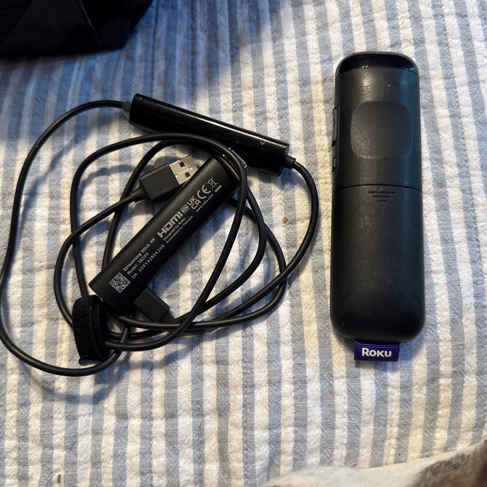 Roku Streaming Stick 4K 3820X HDMI Wi-Fi Dongle with Voice Remote & USB