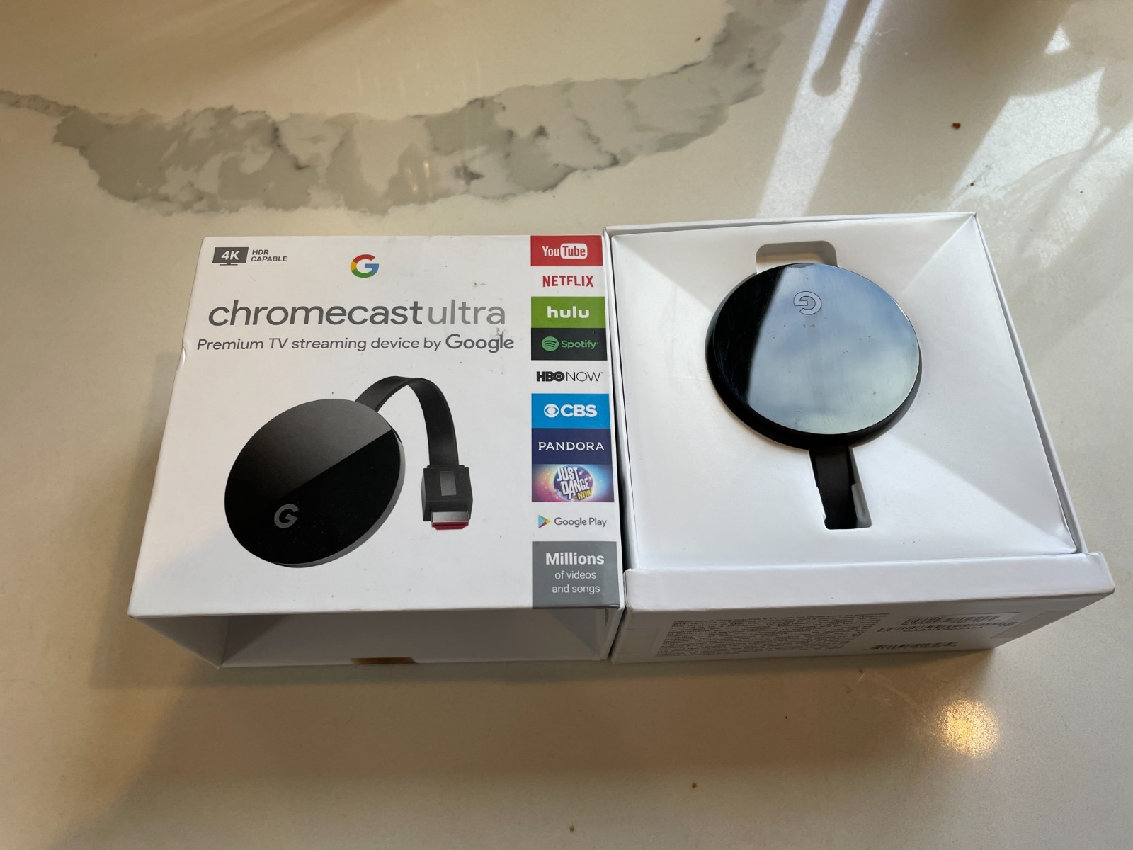 Google Chromecast Ultra 4K HDR TV streamer New Open Box GA3A00403A14 & NC2-6A5-D