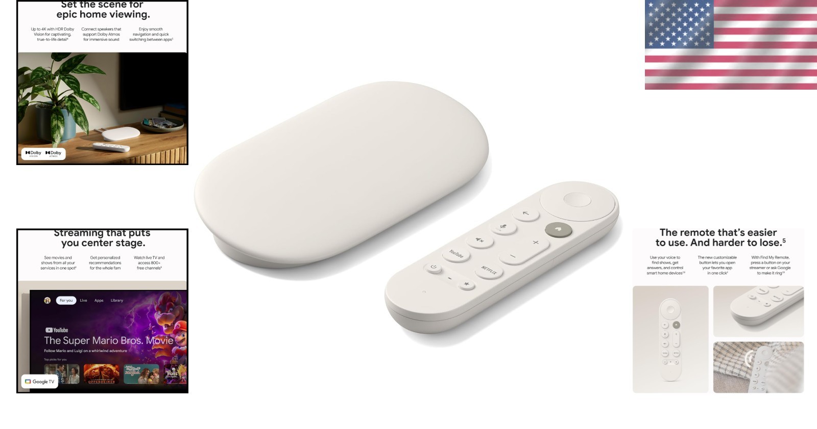 Ultra HD TV Streamer – 32GB Storage, Dolby Vision & Smart Remote – Porcelain