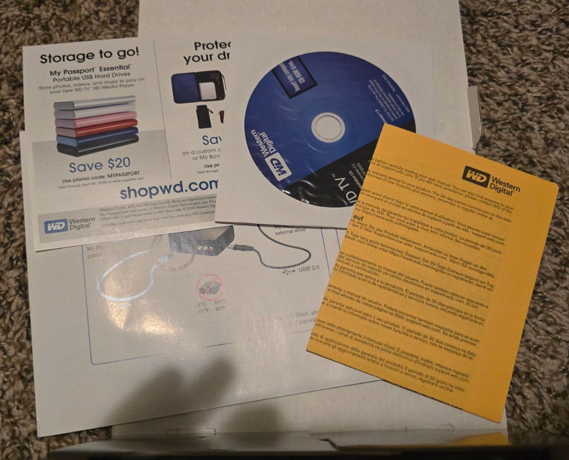 Western Digital WD00AVN-00BN Single HDMI & USB 1080p HD TV Media Open Box