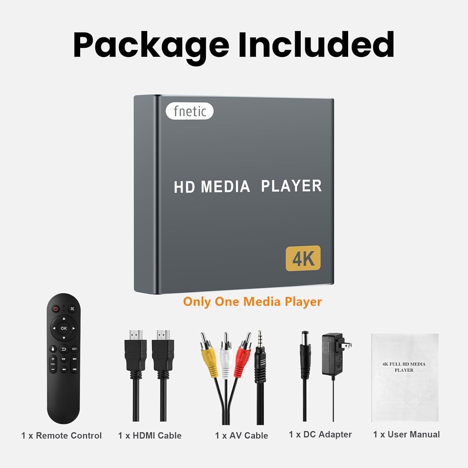 4K Digital Media Player, TV MP4 Video Player with HDMI/AV Output, Digital Sig…