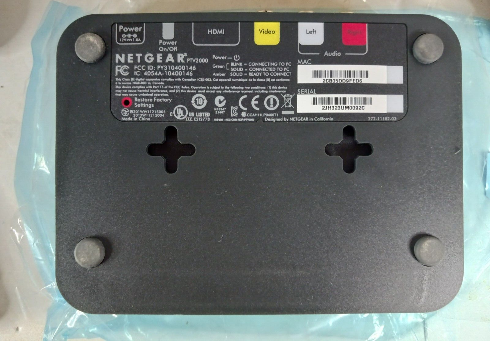 Netgear Push2TV HD PTV2000-100NAS TV Adapter for Intel Wireless Display