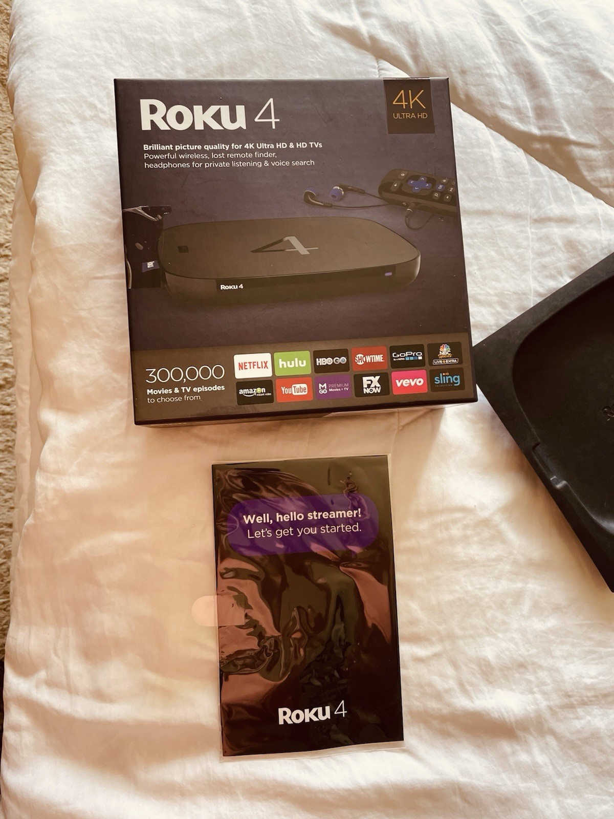 Roku 4 ~Media Streamer 4400X ~ Black Bundle with HDMI Cable & Free extra Remote.