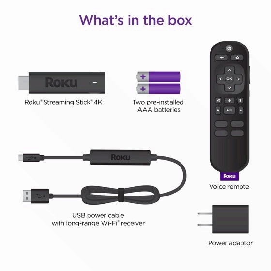 Roku Streaming Stick 4K HDR Dolby Vision with Voice Remote Wi-Fi