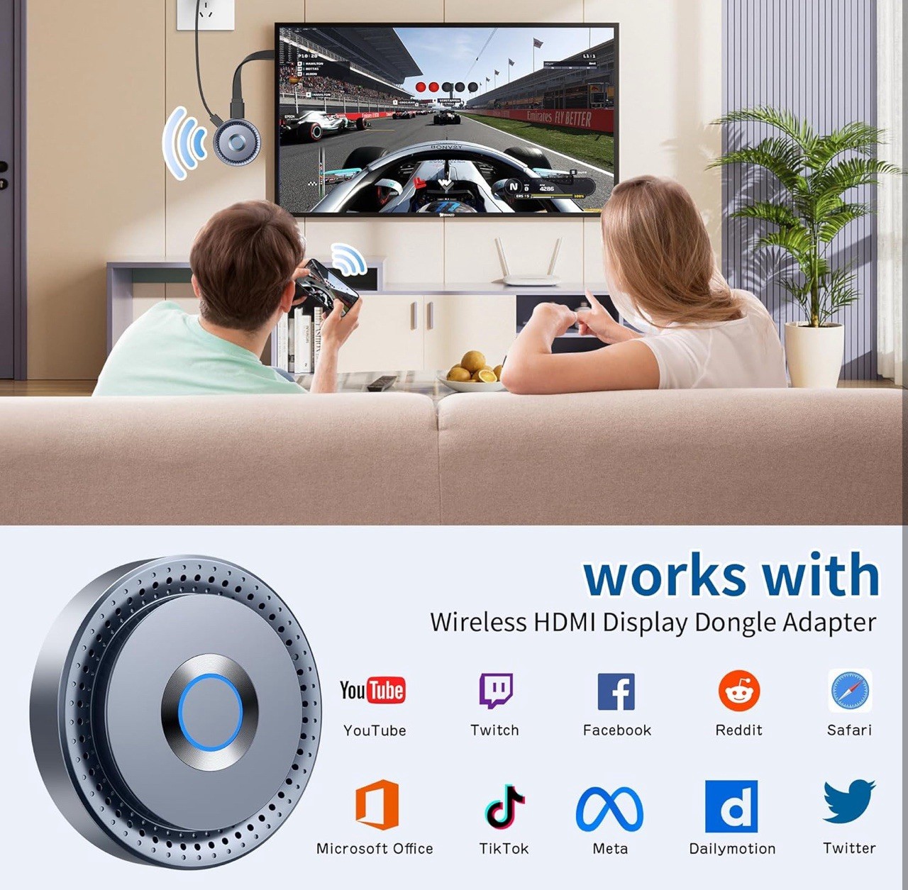 Wireless HDMI Display Dongle Adapter, Wireless Transmitter, Streaming Media Vide