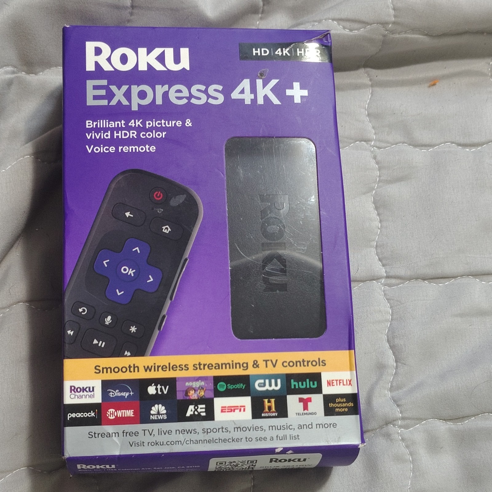 Roku Express 4K+ HD Digital Media Streamer 4K HDR Voice Control Wi-Fi HDMI Black