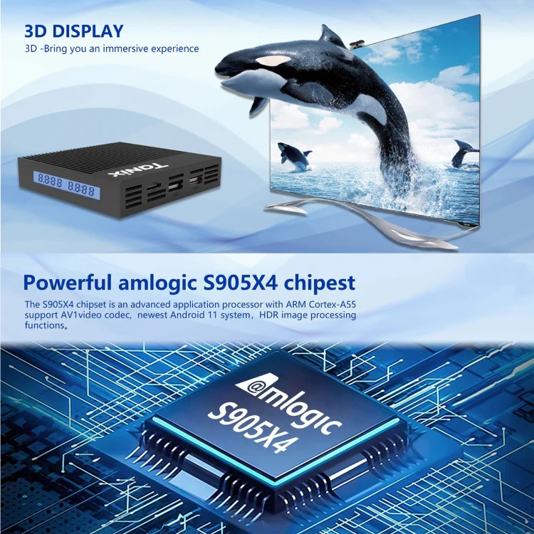 Tanix X4 Android 11 Smart TV Box, Amlogic S905X4 Quad Core, 4GB+32GB, Dual Wifi