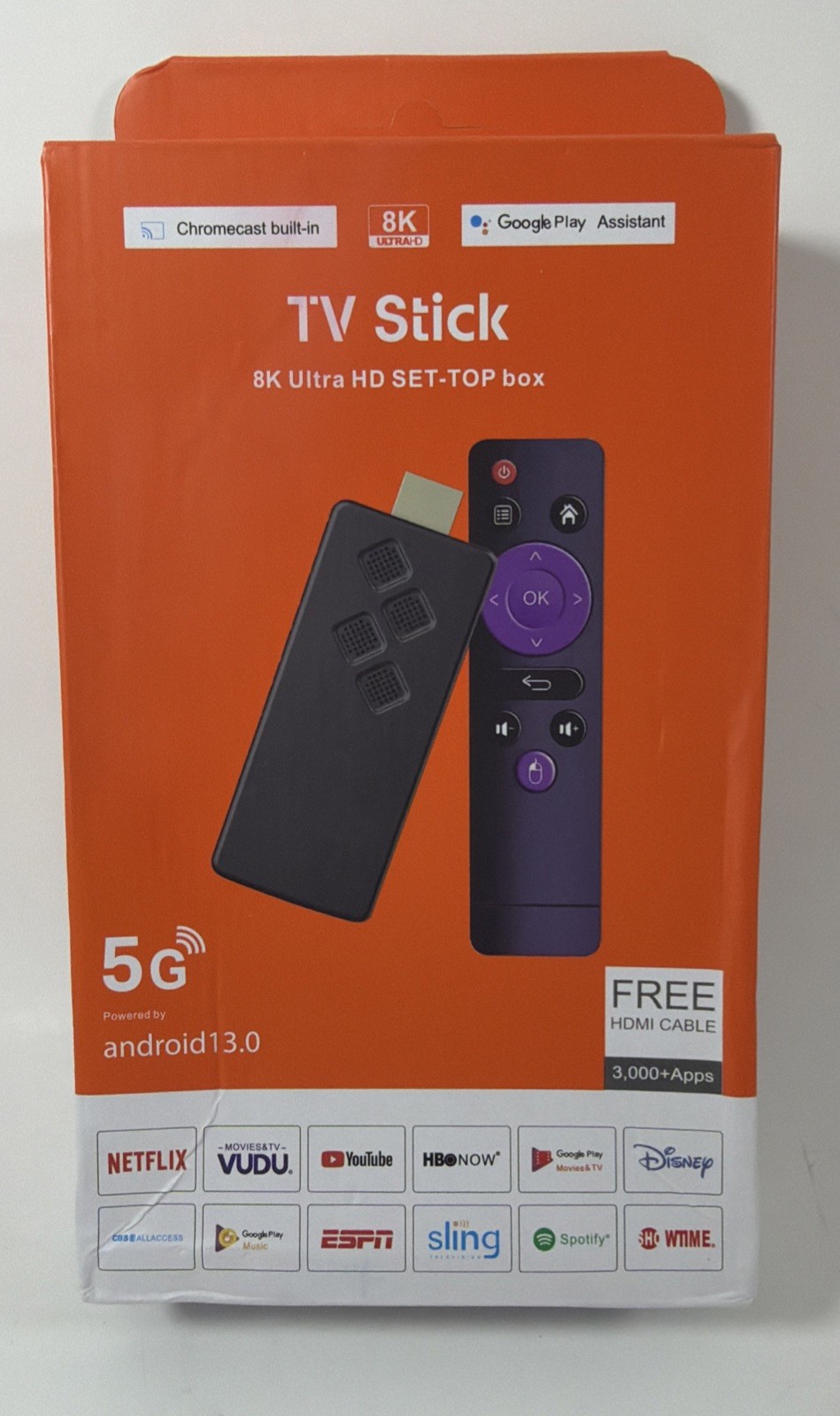 8K Ultra HD Android 13.0 – 5G Streaming TV Stick Ultra HD Set Top Box 2GB + 8GB