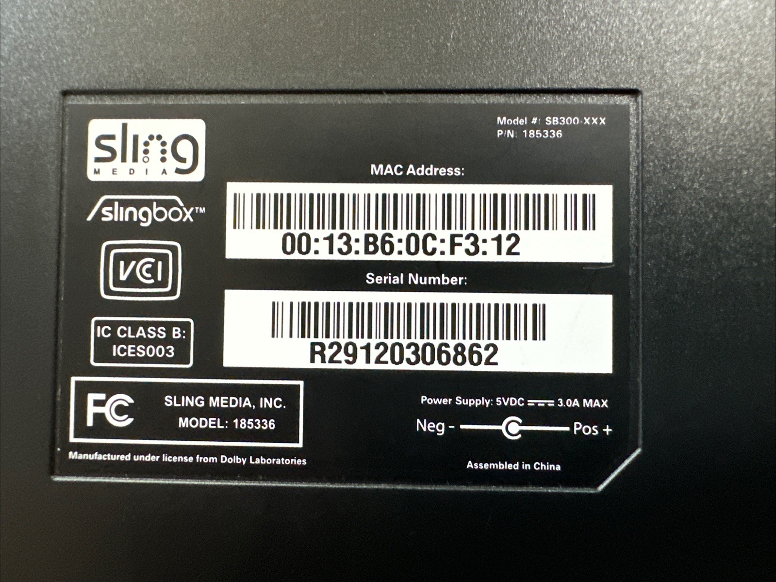 Sling Box Media Slingbox Model SB300-XXX No Power Cord Powers On Tv Streaming