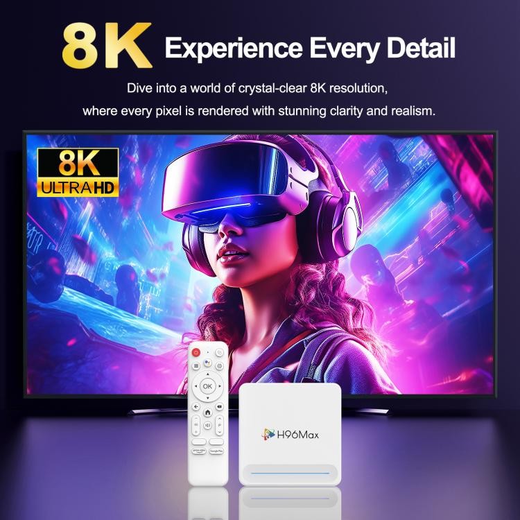 H96 Max H618 Plus Android 14.0 Smart TV Box, Allwinner H618 Quad-core ARM Corte