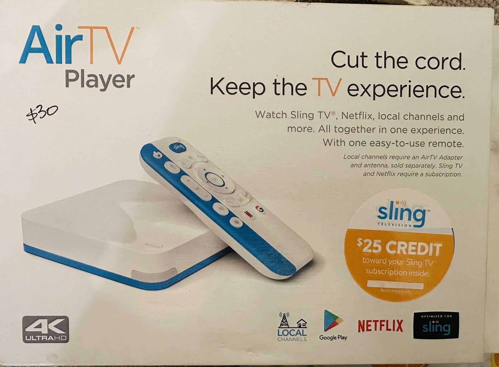 AirTV Streaming Media Player HD 4K Sling Netflix Google Play UIW4010ECH
