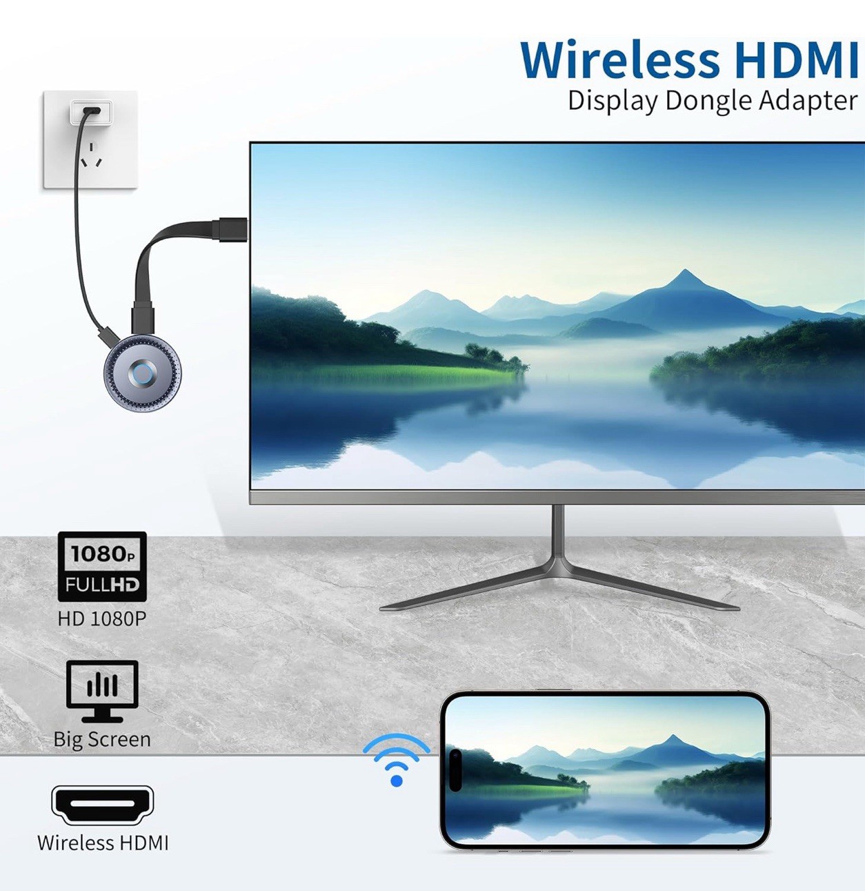 Wireless HDMI Display Dongle Adapter, Wireless Transmitter, Streaming Media Vide