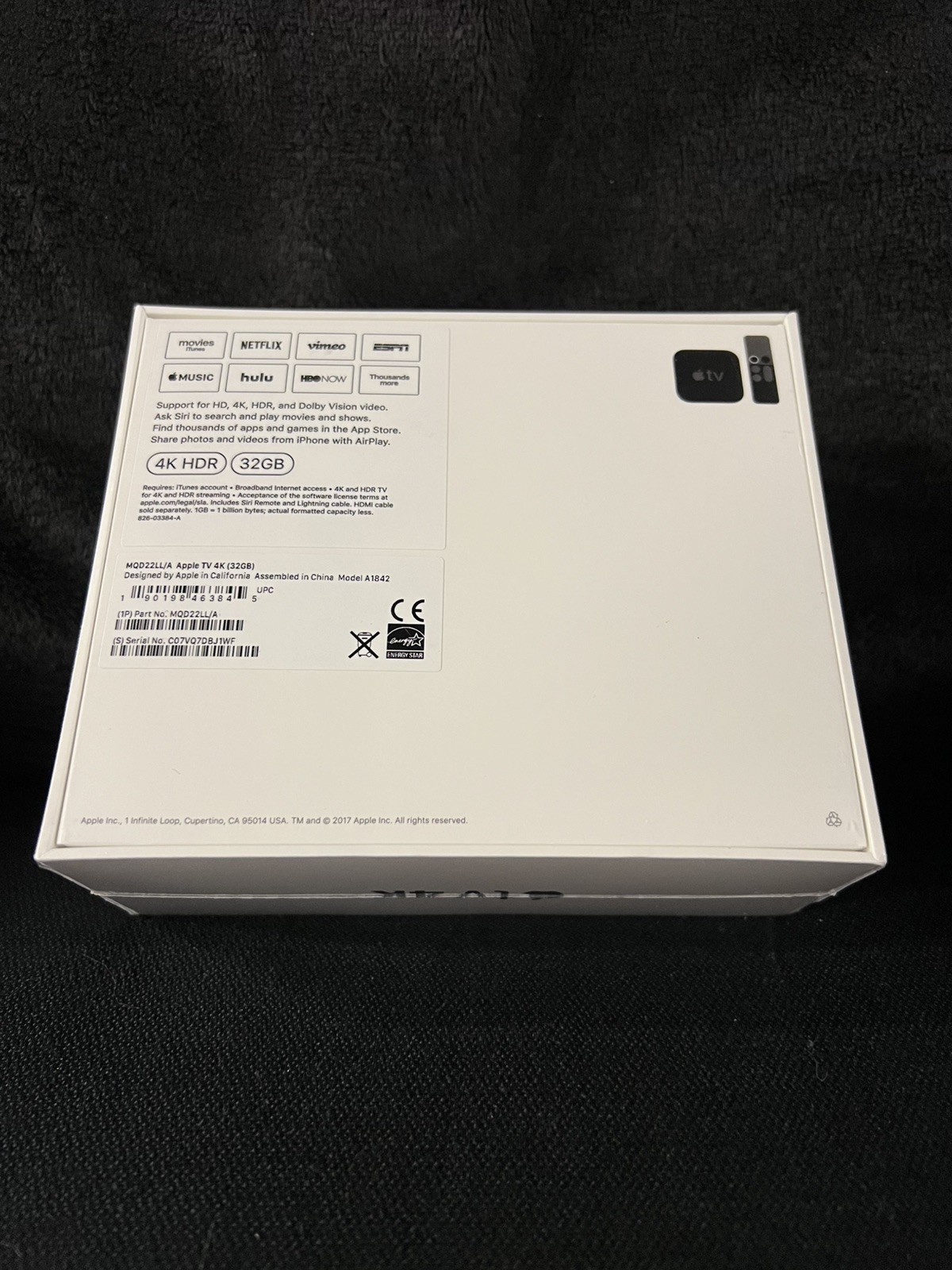 Apple TV 32GB 4K HD Media Streamer – Black (MQD22LL/A) September 2017 Sealed