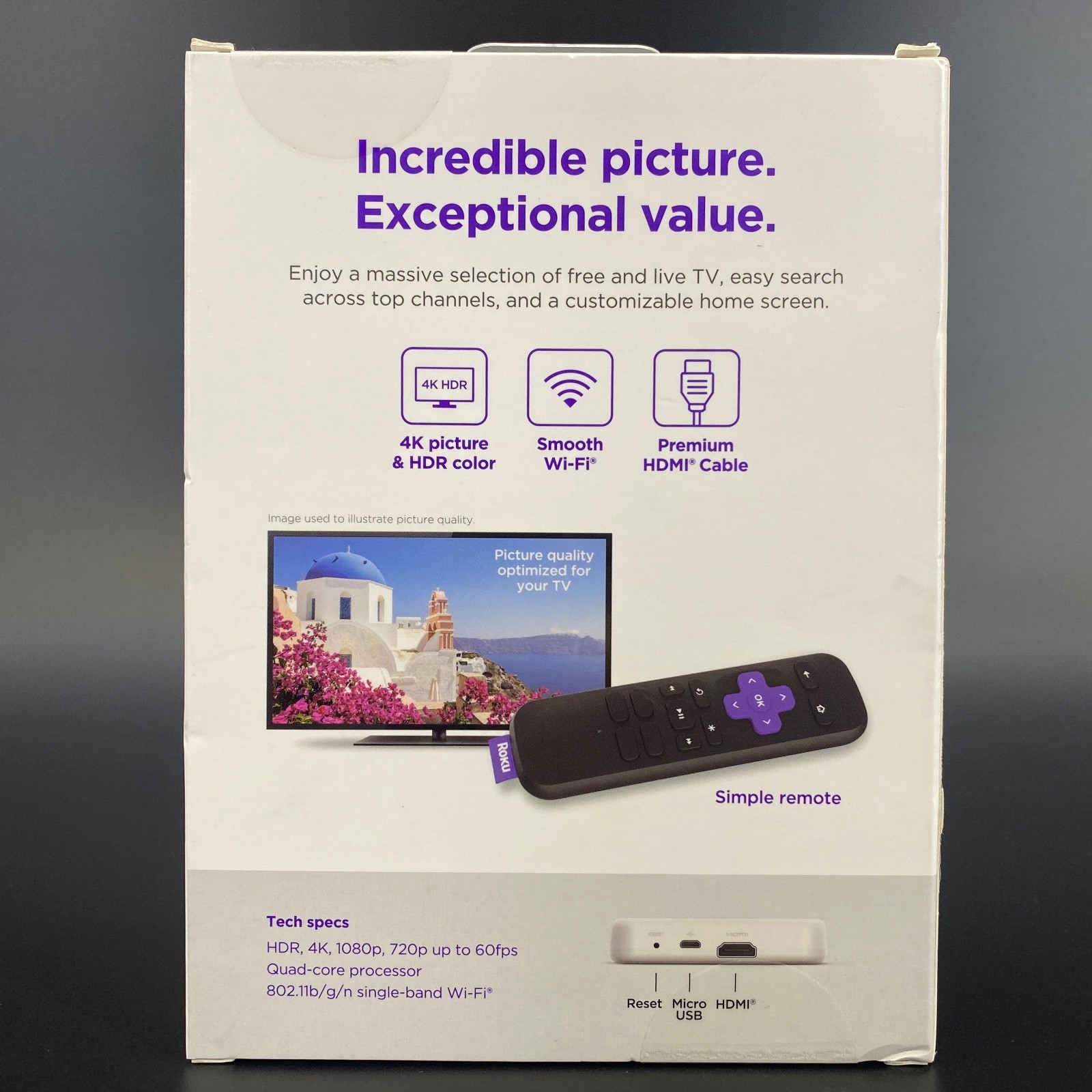 Roku Premiere 4K HDR Streaming Media Player w/ HDMI Cable & Remote In Box Sealed