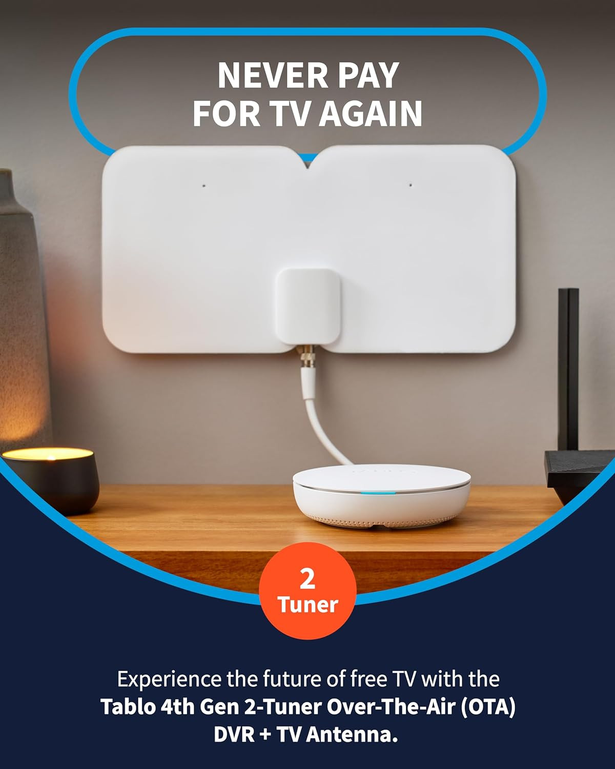 Tablo 4th Gen 2-Tuner OTA DVR + TV Antenna | Watch & 2-Tuner DVR + Antenna