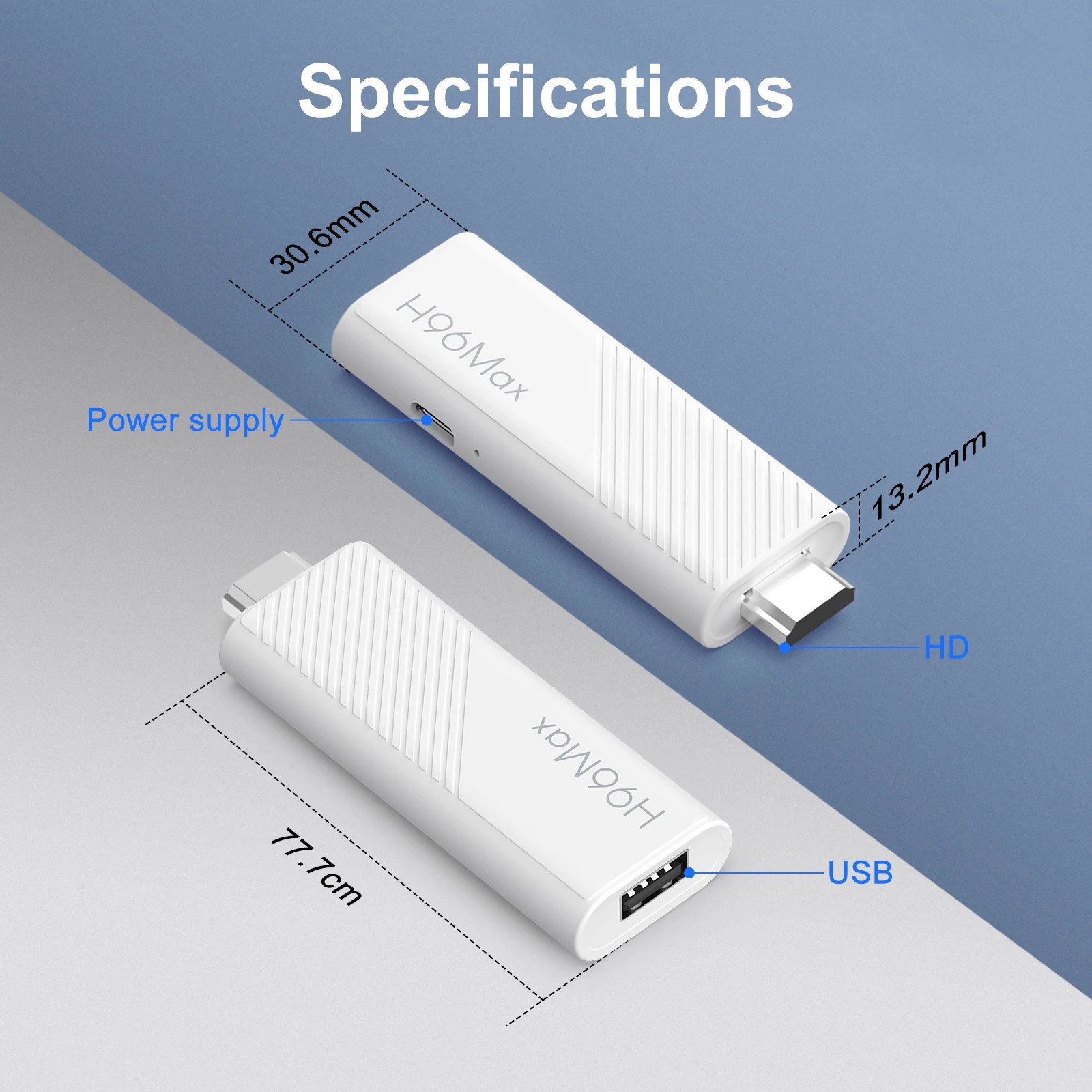 H96 MAX Android TV Stick Allwinner H313 with 2.4G Wifi 5G Wifi6 Dual Brand 8GB 1
