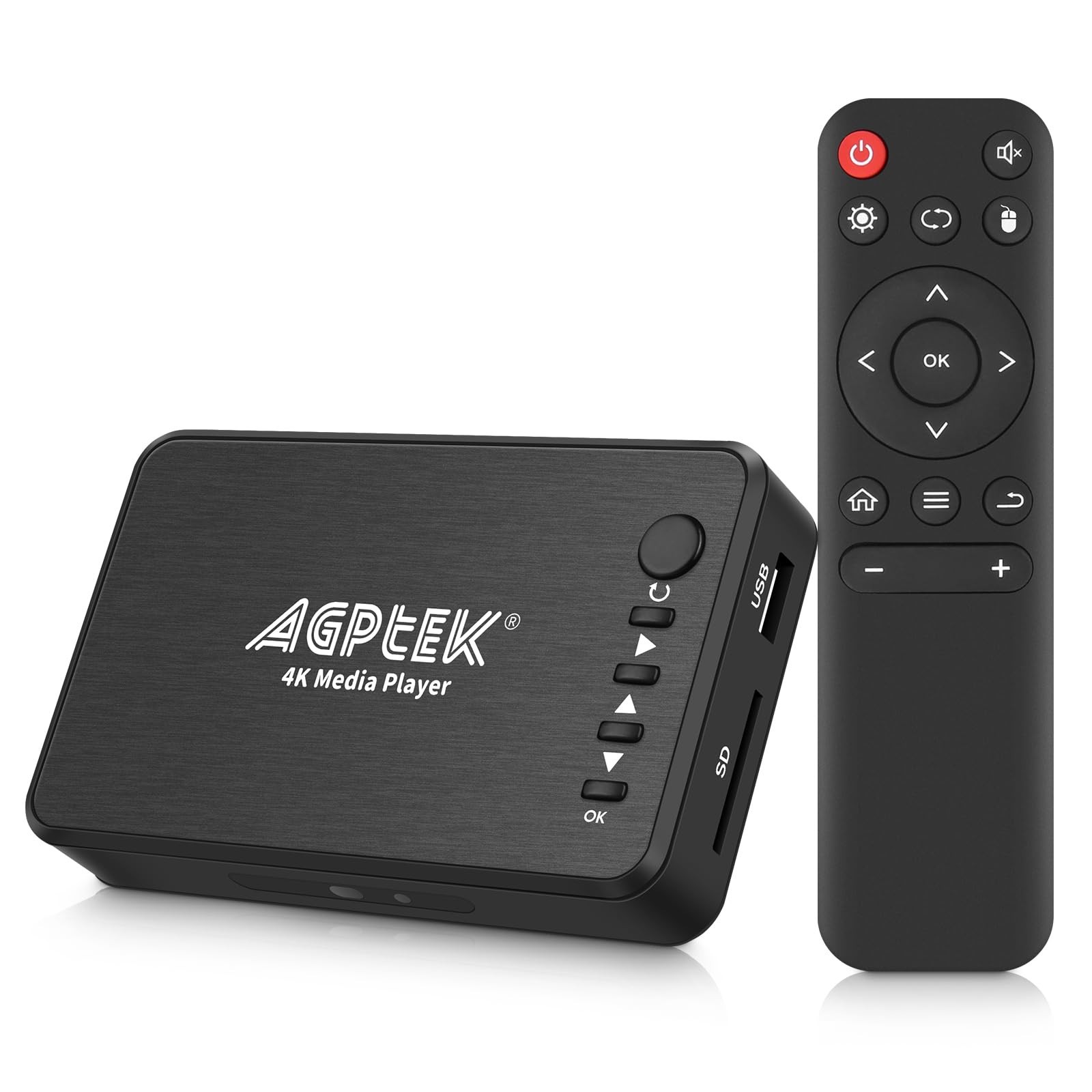 AGPTEK Updated 4K@30hz HDMI TV Media Player with HDMI/AV/VGA Output, Digital MP4
