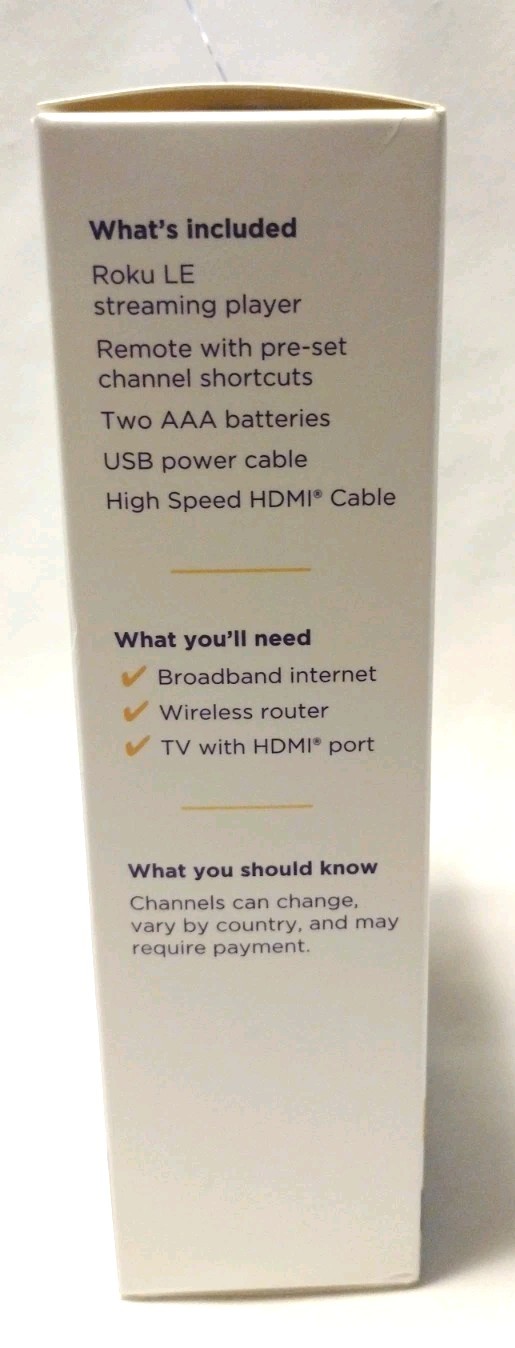 New Sealed Roku LE HD Streaming Media Player High Speed HDMI Cable Remote B2
