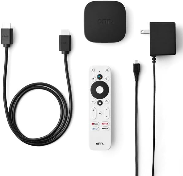 ONN Android TV 4K UHD Streaming Device Voice Remote Google Assistant HDMI Black