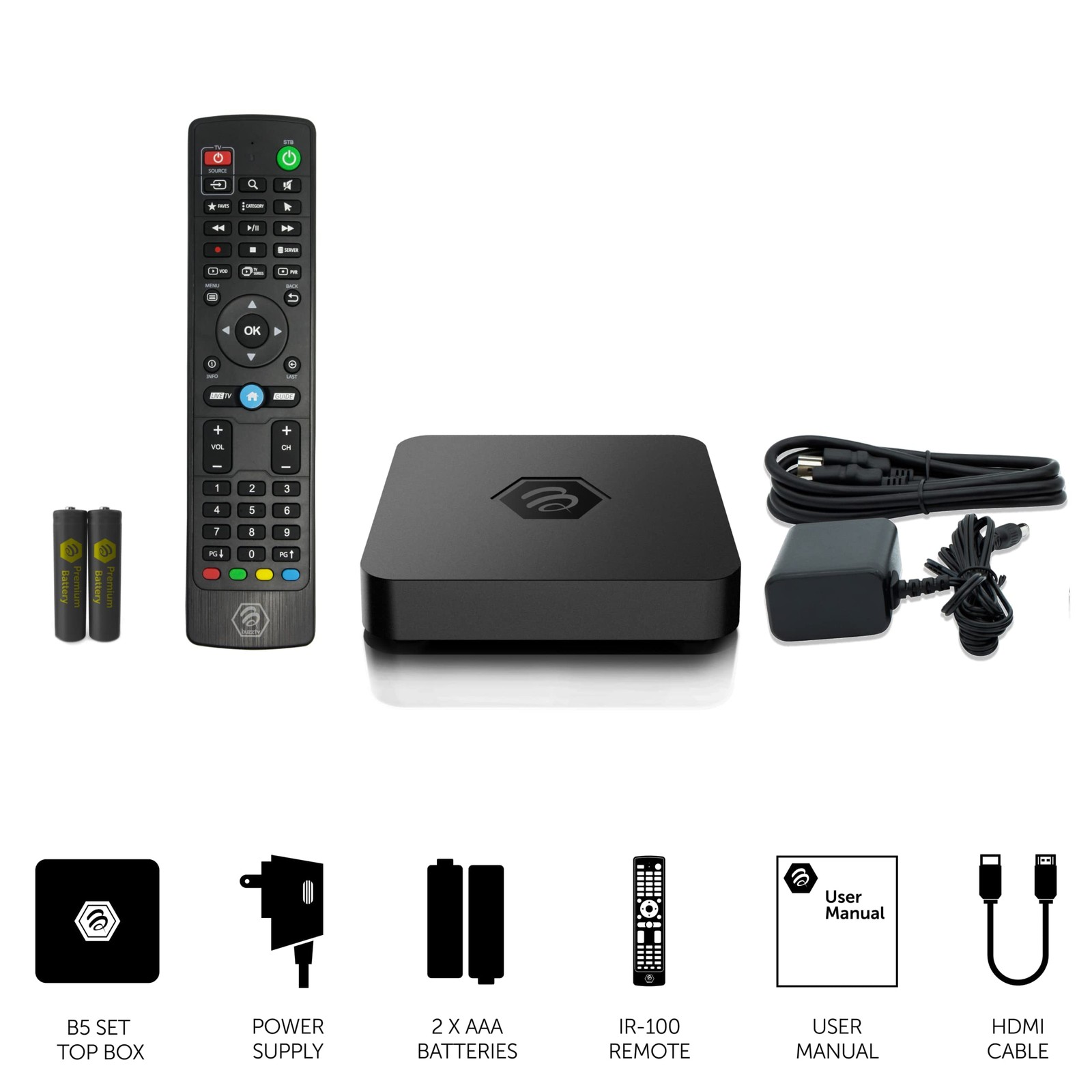 Black 4K Uhd Streaming Media Player Buzztv B5 Android 11 Compact Tv Box