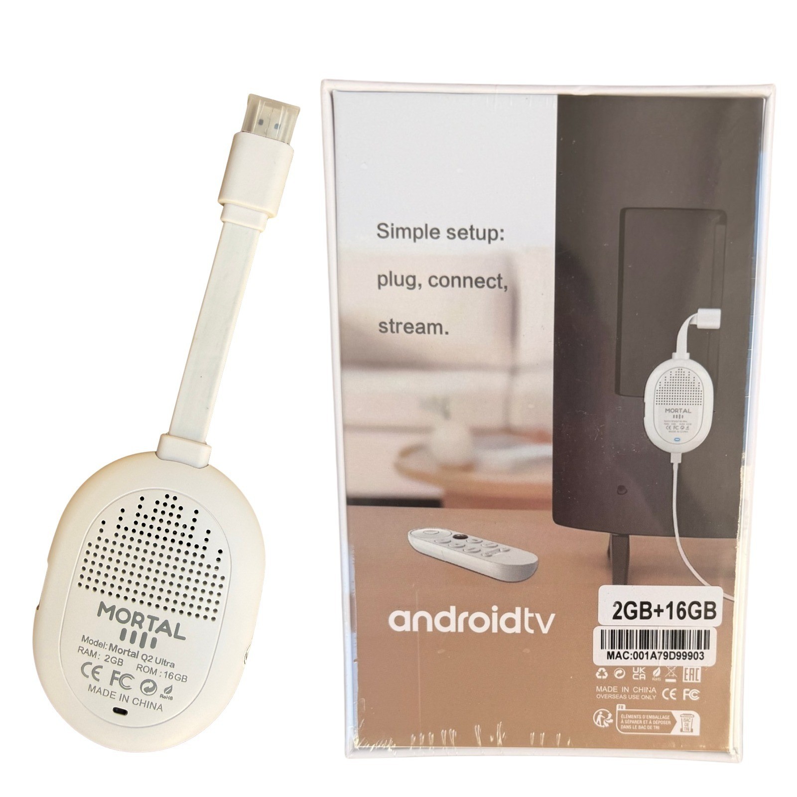 2026 Android 14 Streaming TV Stick Voice Control 2GB/16GB Mortal Q2 Dual WiFi