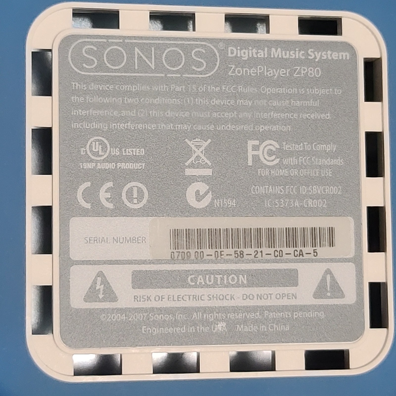 Sonos ZonePlayer ZP80 Gen 1 S1 Only Wireless Music Streamer w/ Digital Out