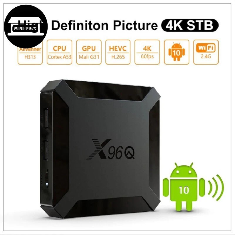 Android 10.0 TV Box X96Q Quad Core HD 4K Media Stream Player Mini PC 2.4G WiFi