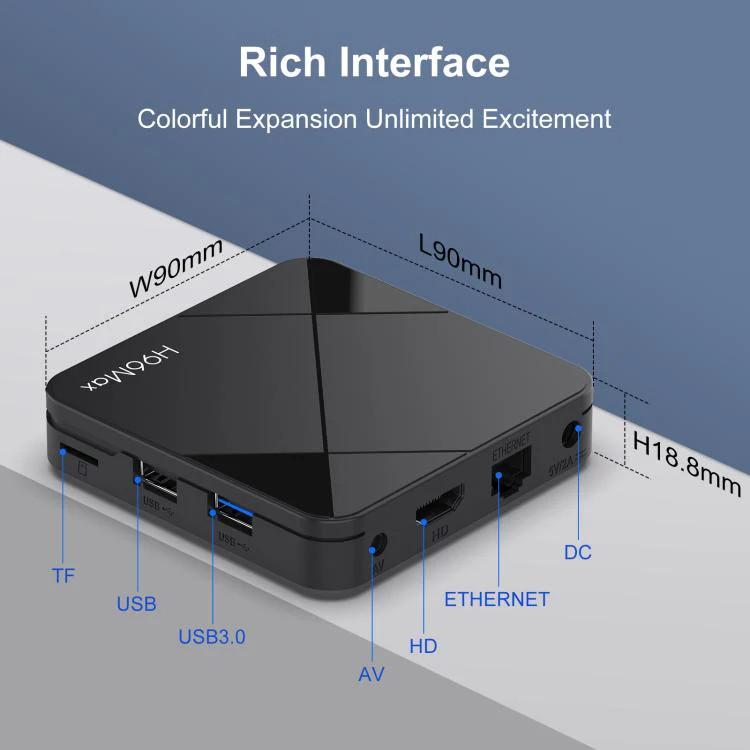 H96Max 4K UHD Android 14 Smart TV Box with Remote Control, RK3518 Quad-Core, 1G