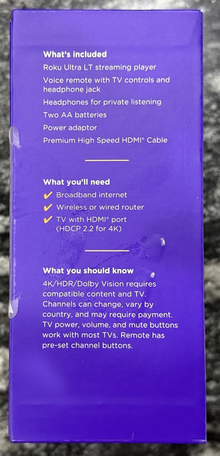 Roku Ultra LT 2021 HD Digital Streaming Device – Black – NEW SEALED