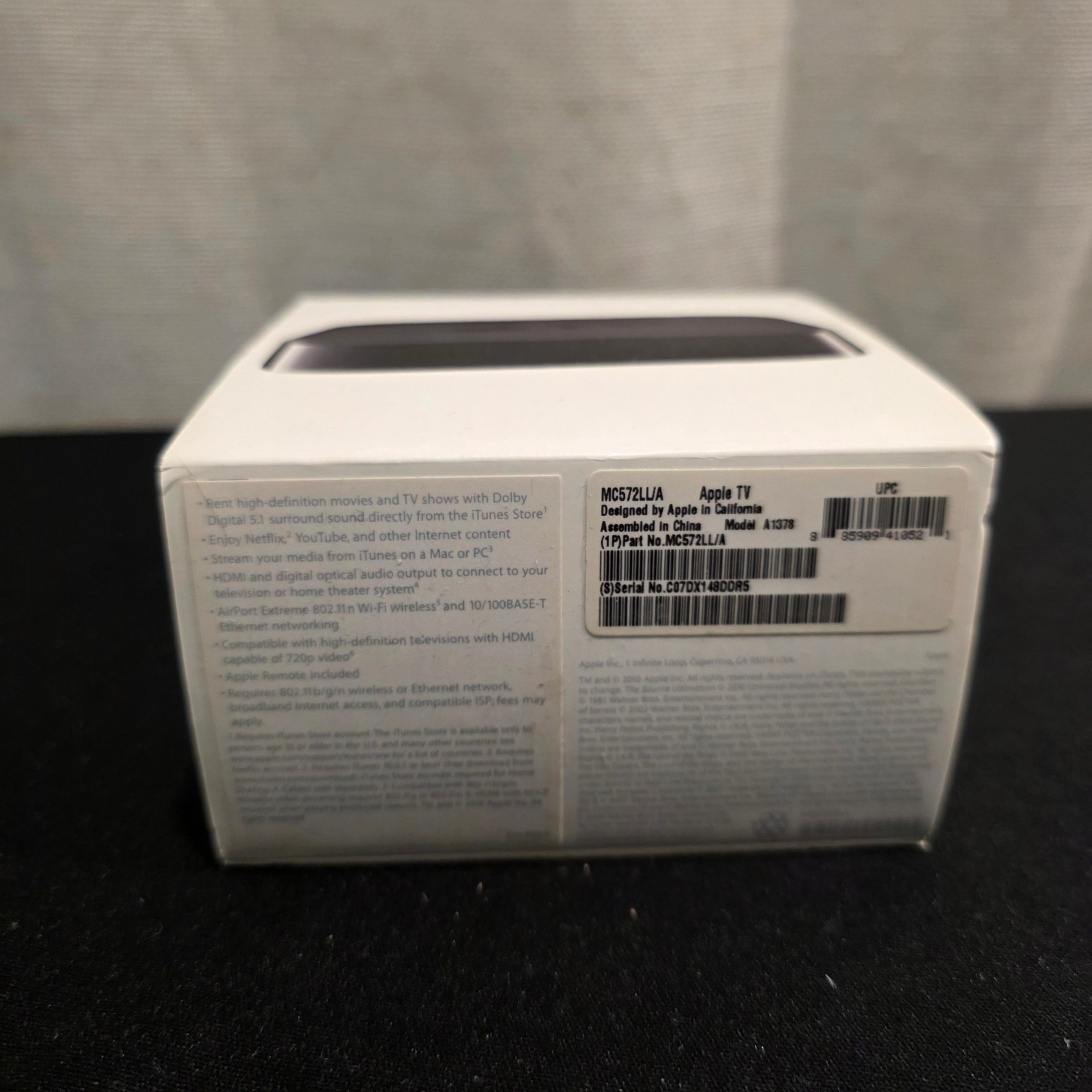 Apple TV Media Streamer with Box 2nd Generation A1378 MC572LL/A Black 720p HD