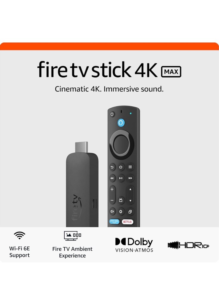 AMAZON FIRE TV Stick 4K MAX 16GB – Wi-Fi 6E – Streaming Device. New Generation