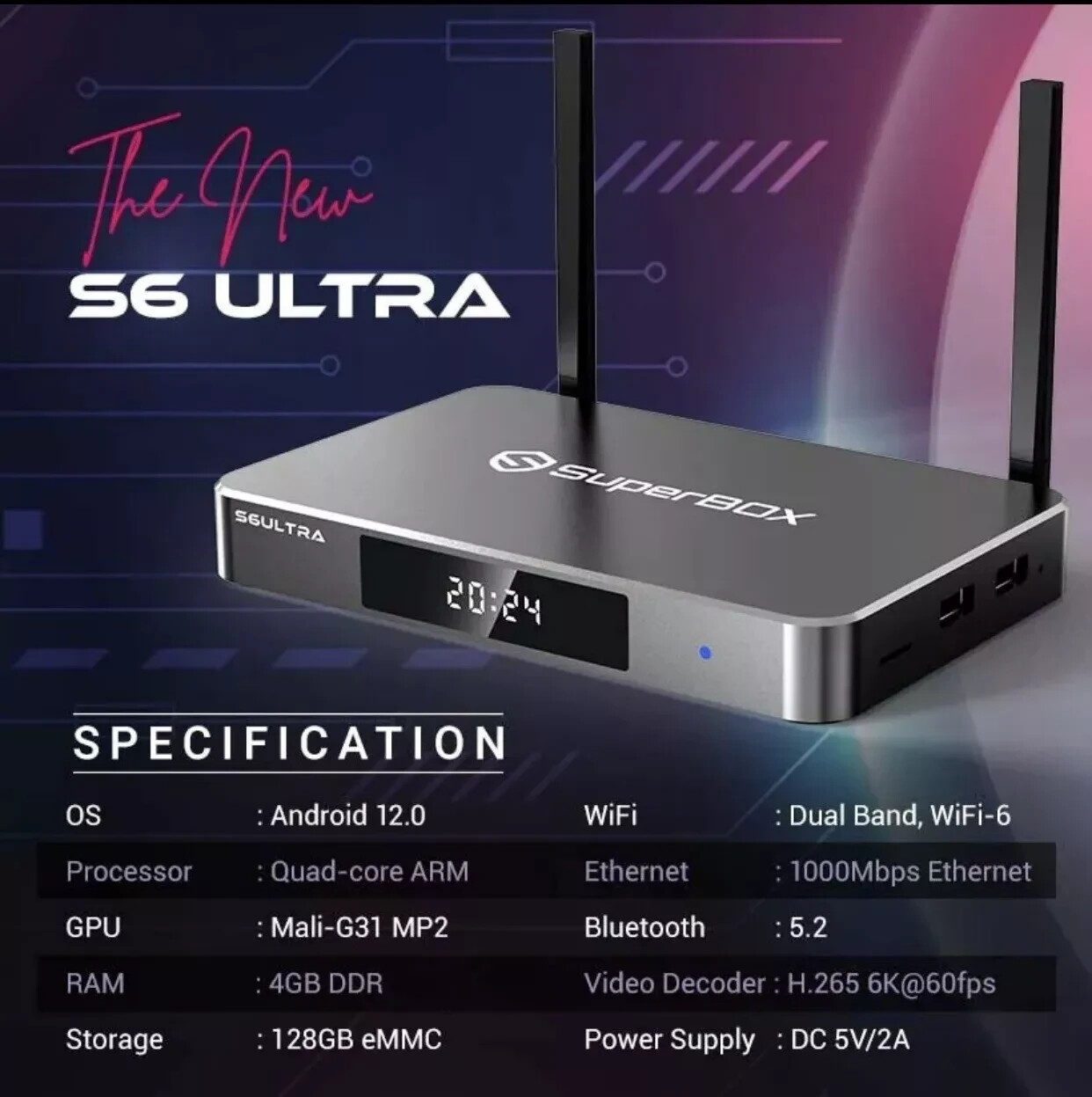 SuperBOX S6 ULTRA TV BOX Media Player Wi-Fi 6 bundle + Mini Keyboard & SB Bag