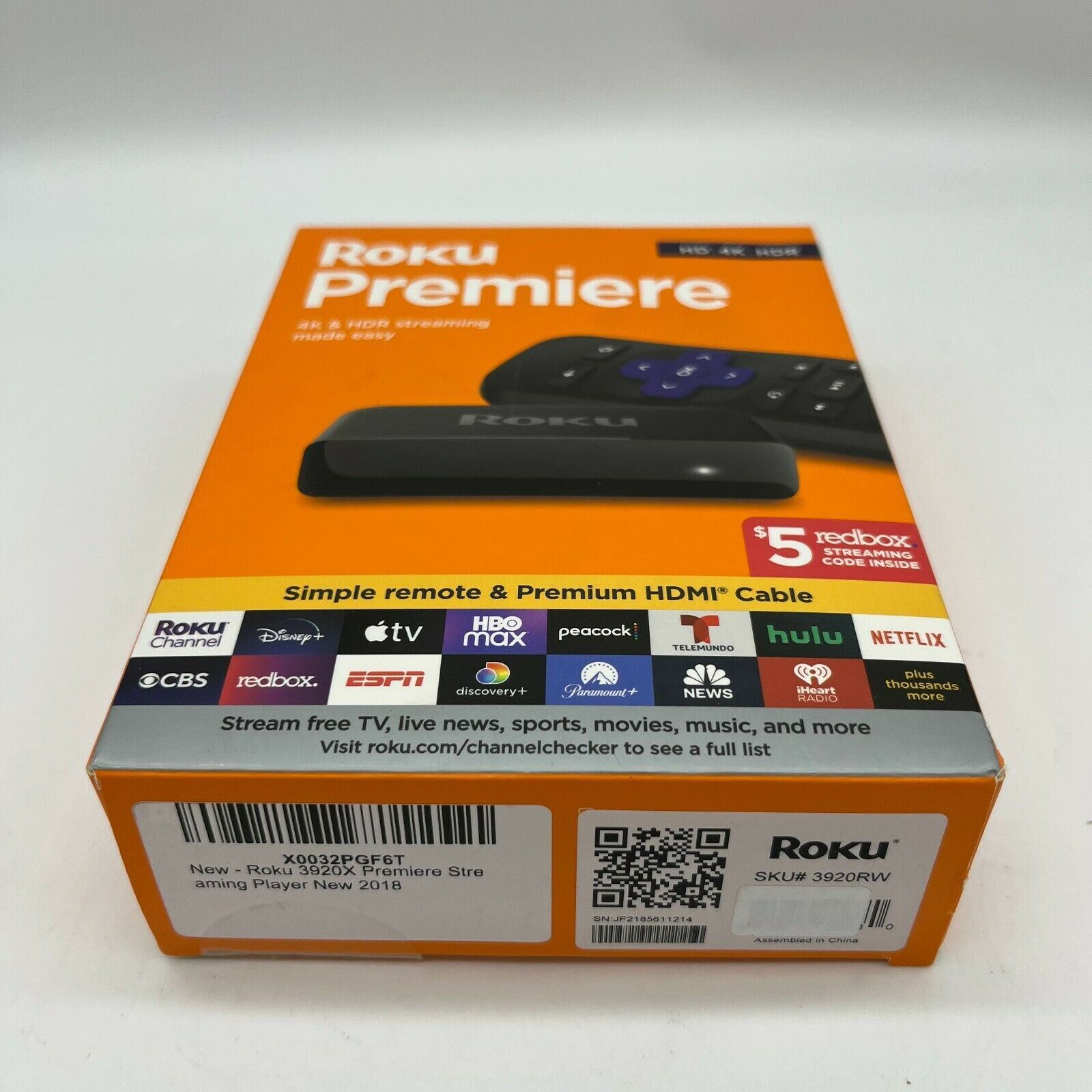 Roku Premiere 4K Digital Media Streamer Black 3920R Brand New 100% Good