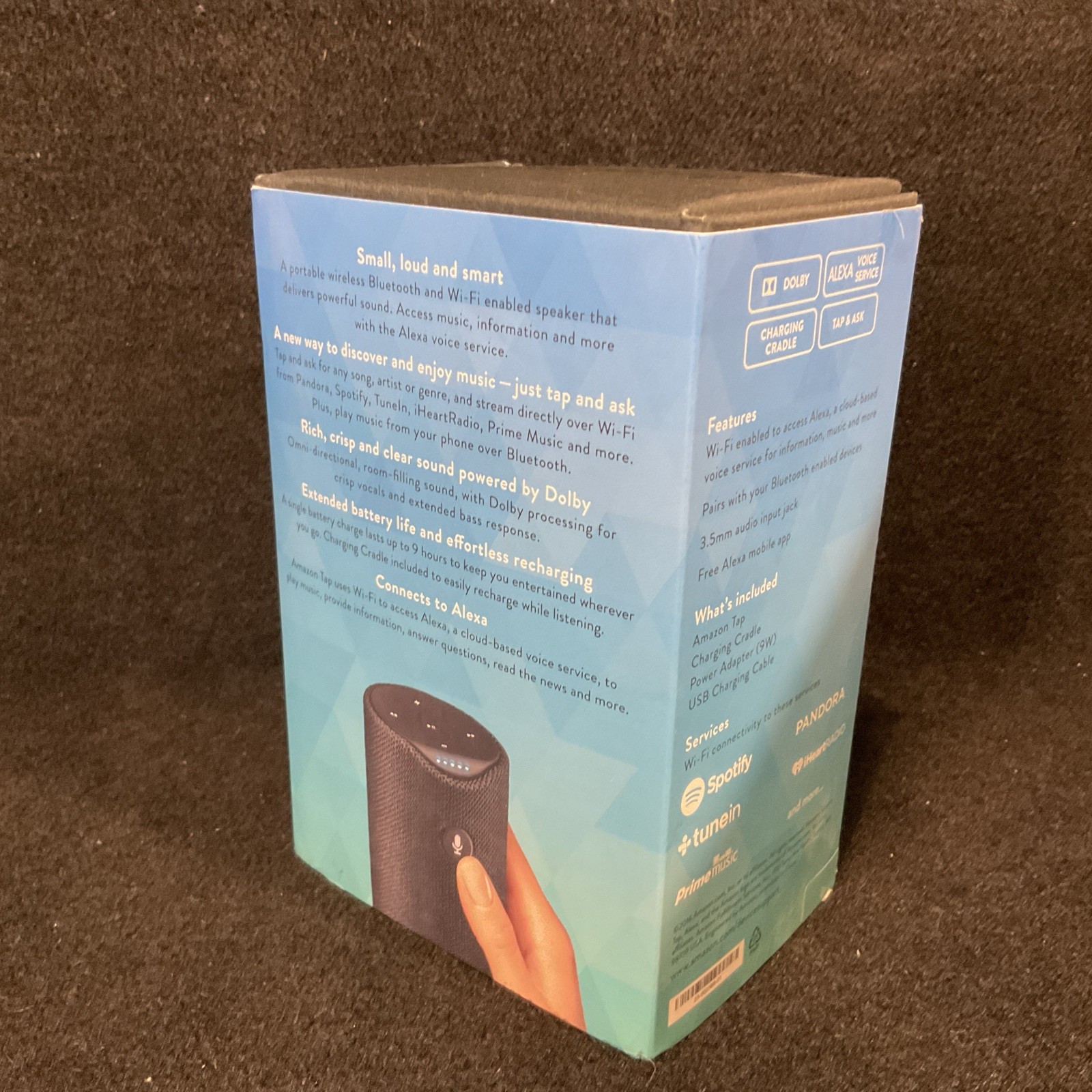 AMAZON Echo TAP Black Alexa-Enabled Portable Wireless Bluetooth Speaker – NEW