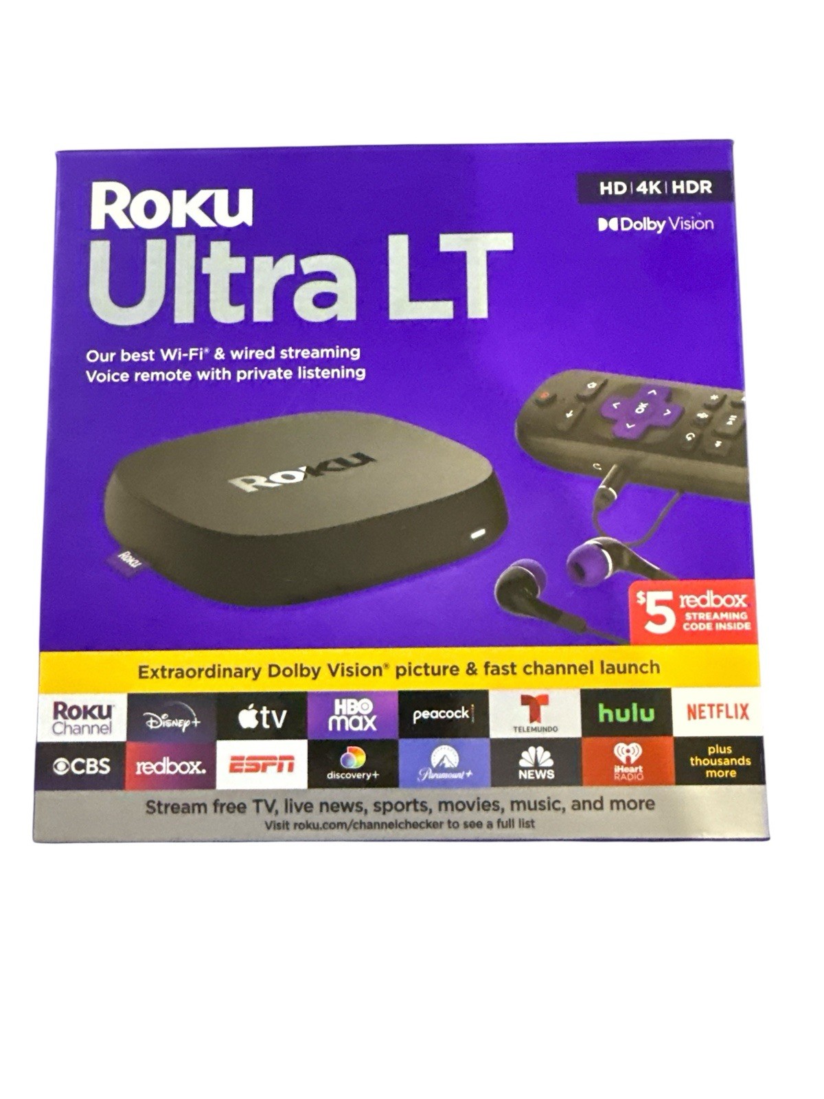 New/Sealed – Roku Ultra LT Streaming Device 4K/HDR/Dolby Vision & Voice Remote