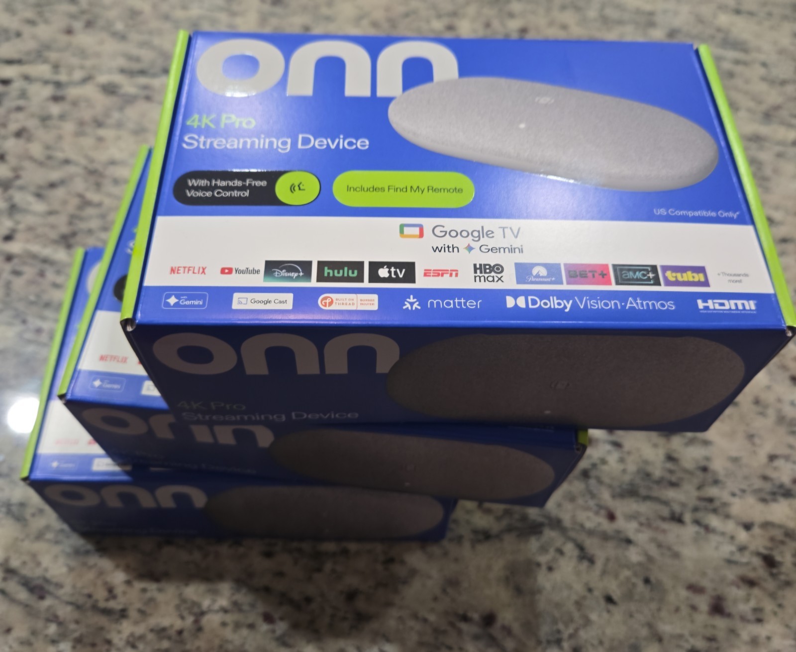 2026 model Onn. 4K Pro Streaming Device Google TV 32GB Dolby Vision Atmos NEW