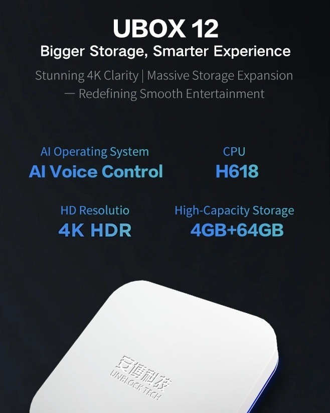 Latest Unblock UBOX Gen 12 安博盒子12 2026 Model Android TV Box 4G+64G 6K WiFi6