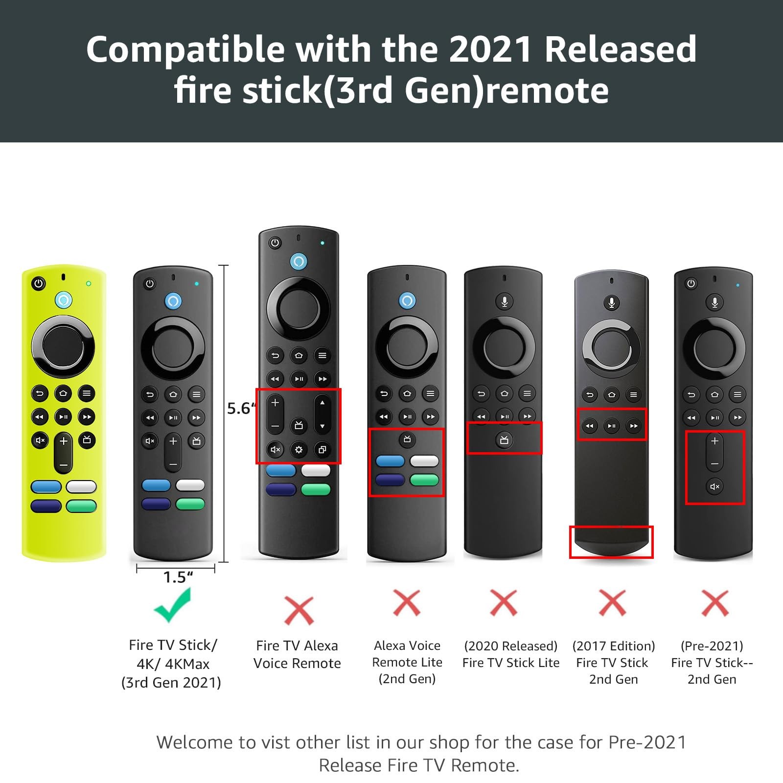 (2 Pack) Fire Stick Remote Cover 3rd Gen with Alexa Voice Remote,Fire TV Remote