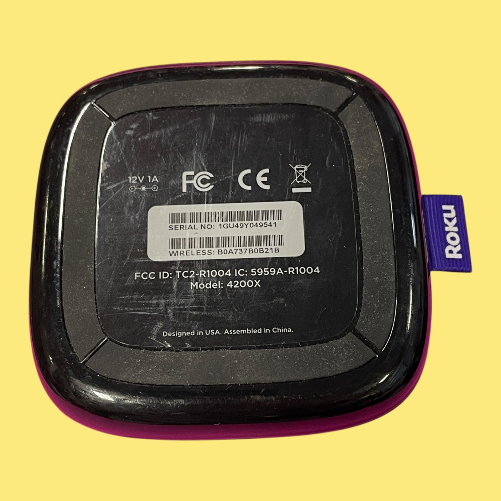 Roku 3 Media Streamer Model 4200X 1GU49Y049541 Black #8053 Z65/42