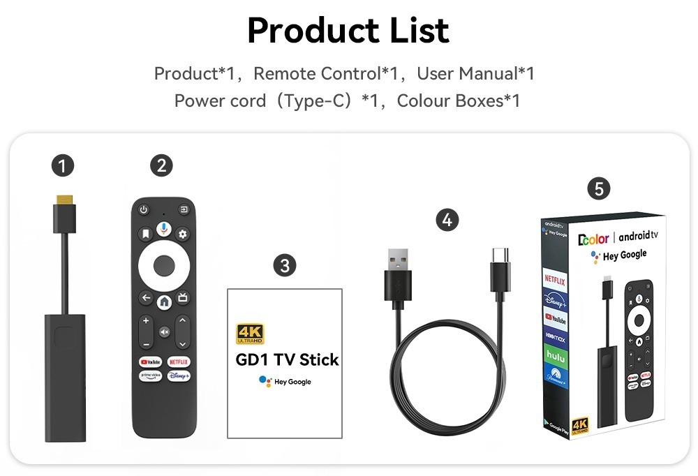 ✅ GD1 Android TV Stick 11.0 – Google Certified – 4K HDR – Amlogic S905Y4-B –16GB