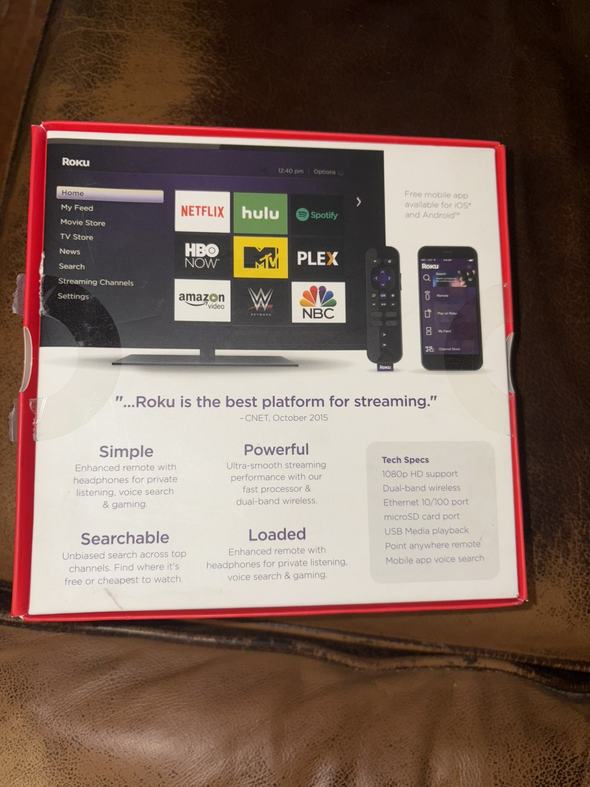 Roku 3: A Media Streamer with Enhanced Voice Search Remote no headphones Or Cord