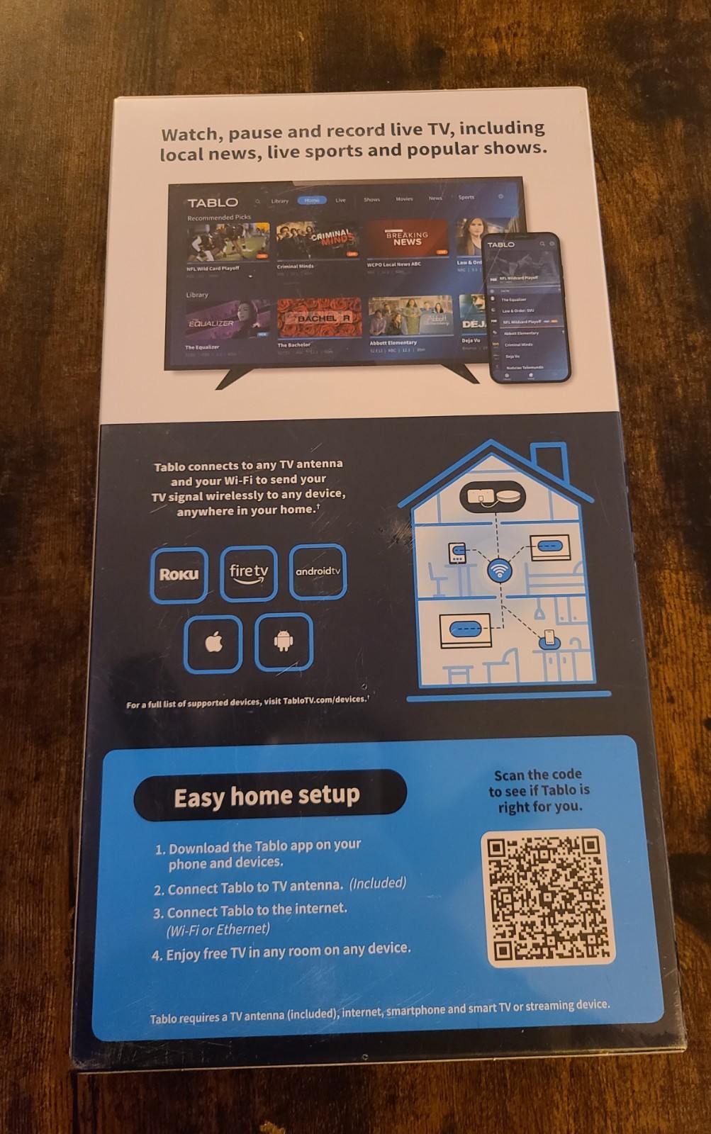 Tablo TV 4th Gen 2-Tuner 128GB 50+ Hours DVR with Antenna Watch & Record Live TV