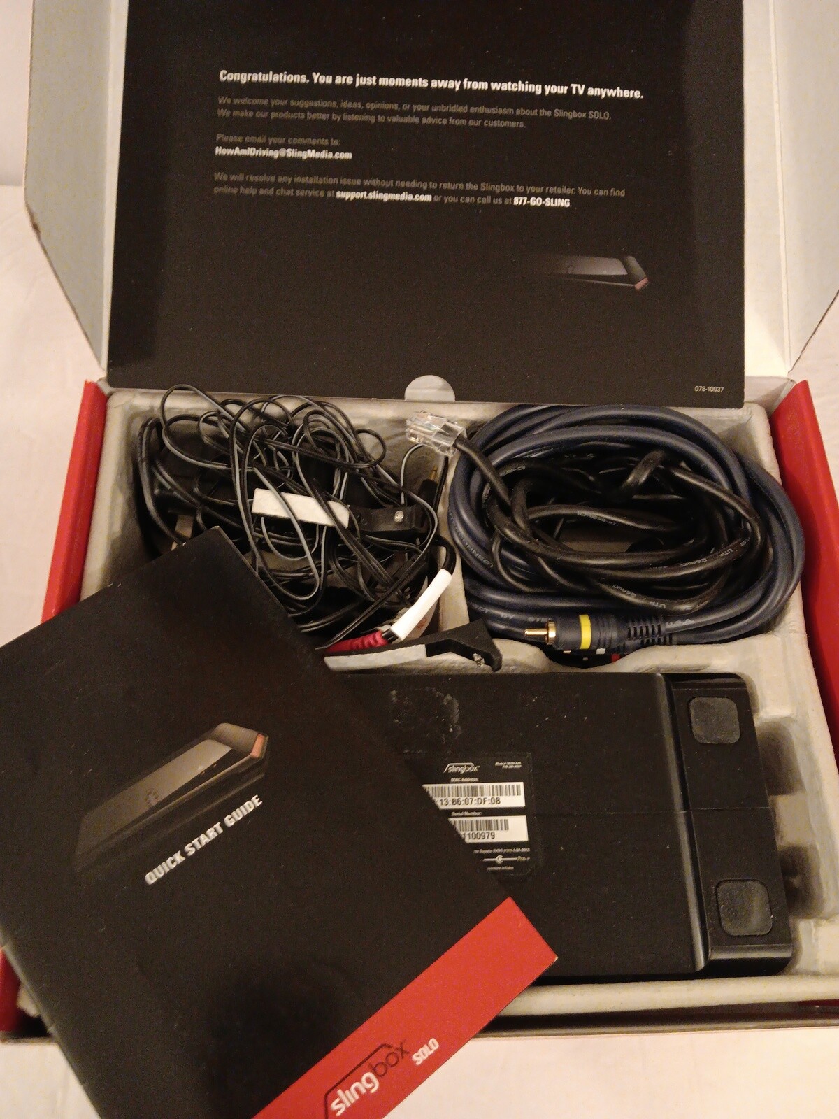 Slingbox SB260-100 Solo HD Compatible Sling Media Player SOLD FOR PARTS ONLY