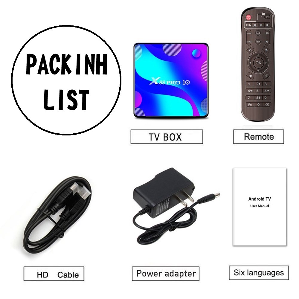 X88 Pro 10 Android 11.0 Smart Tv Box Quad-Core Uhd 4K Media Player 2.4G/5G Wifi/