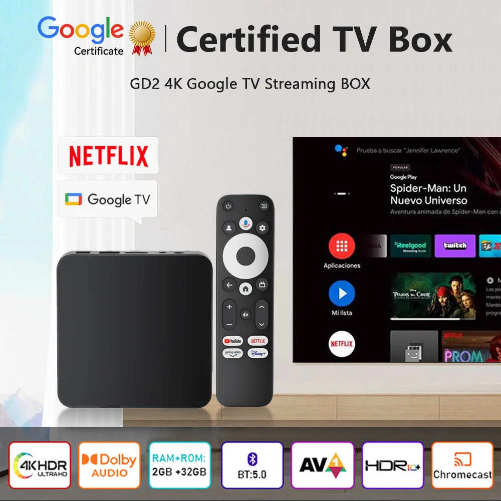 Dcolor GD2 Android 12 TV Box Amlogic S905Y4 2GB/16GB 4K@60Hz WiFi BT Voice